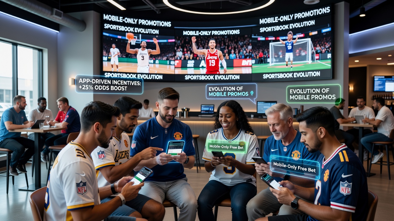 Smartphone displaying exclusive sportsbook app promotions and bonus offers