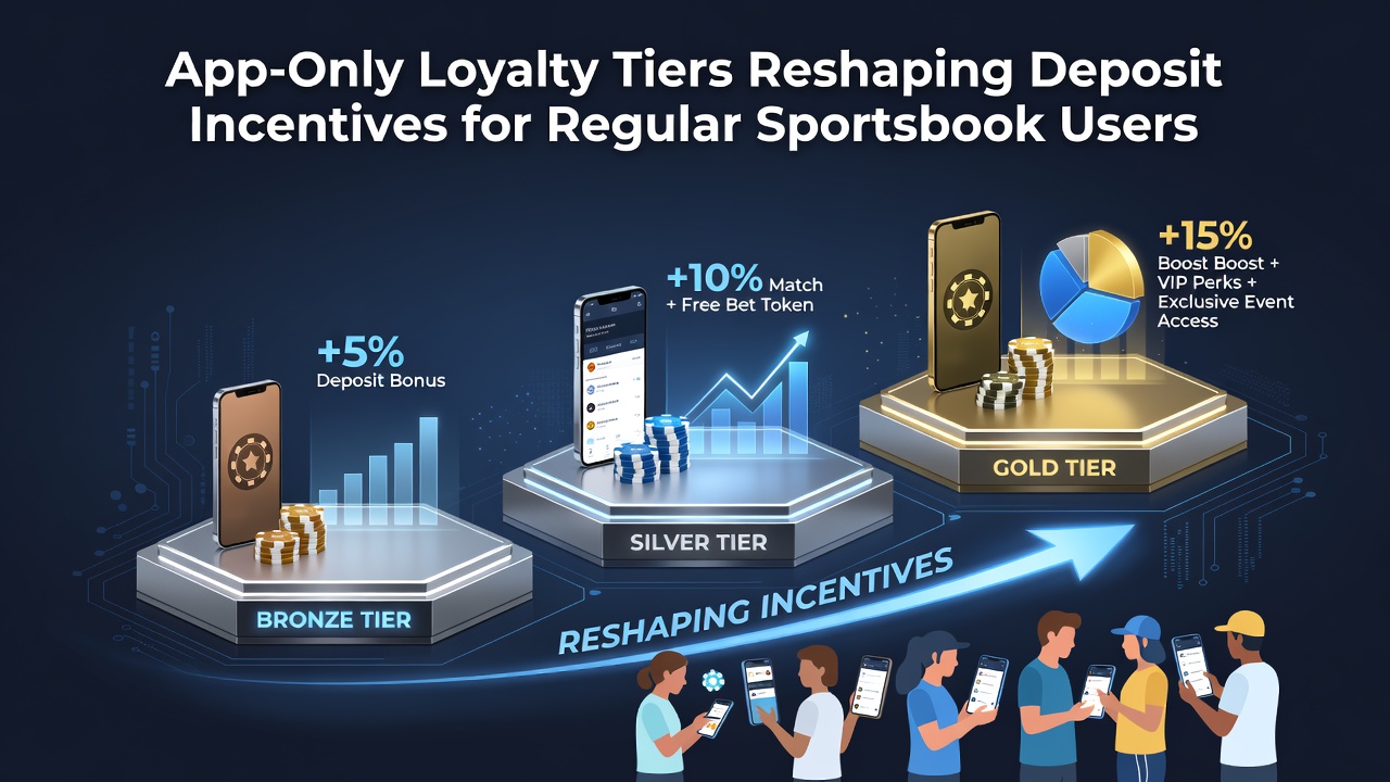 Mobile app interface displaying loyalty tier progression and deposit reward options for sportsbook users
