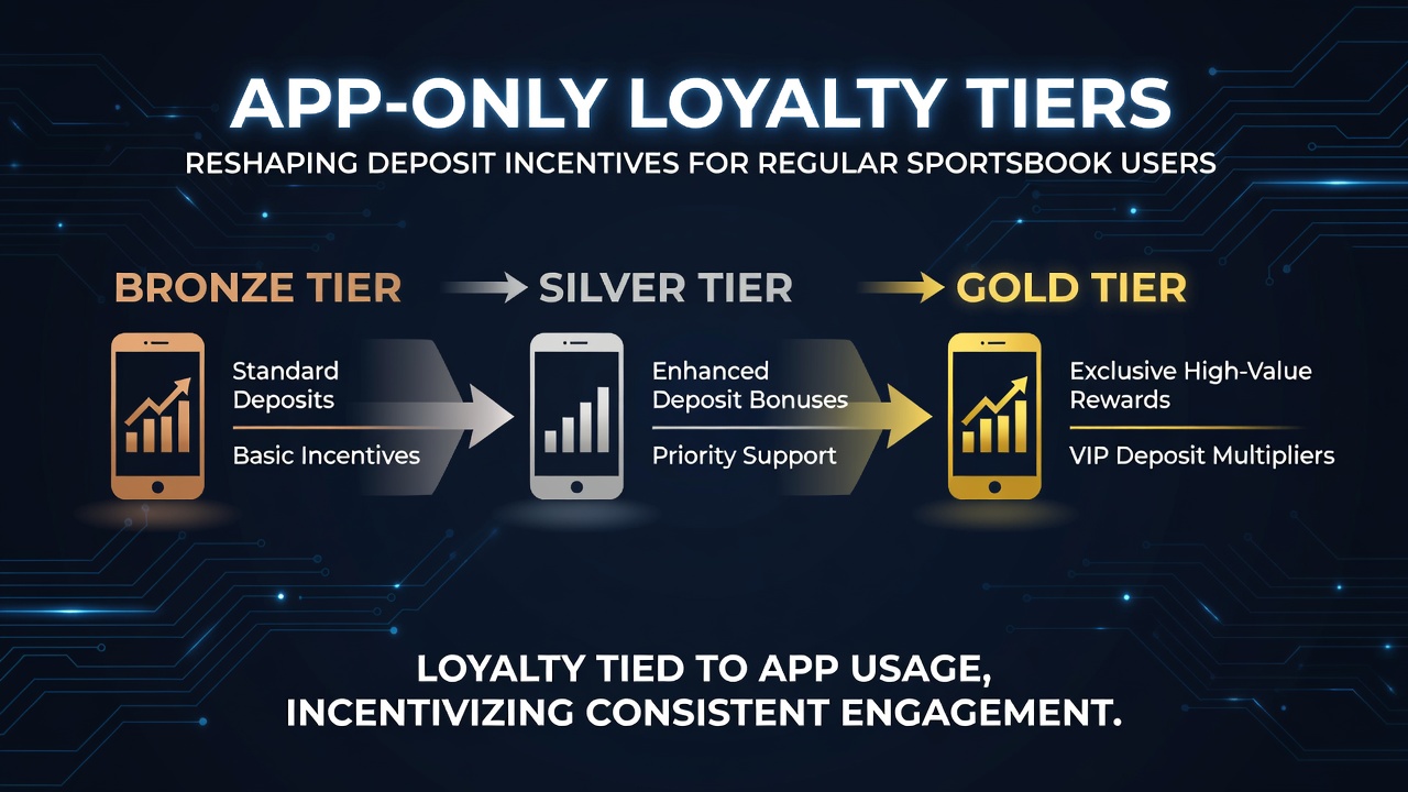 Sports bettor reviewing deposit incentives and loyalty progress on a smartphone app during an evening session
