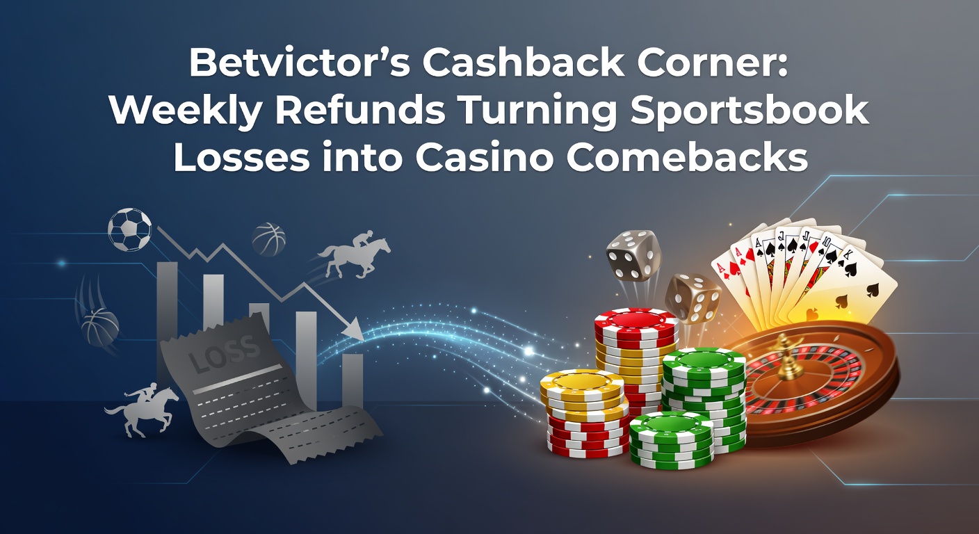 Betvictor interface showing Cashback Corner promotion with sportsbook losses converting to casino bonuses