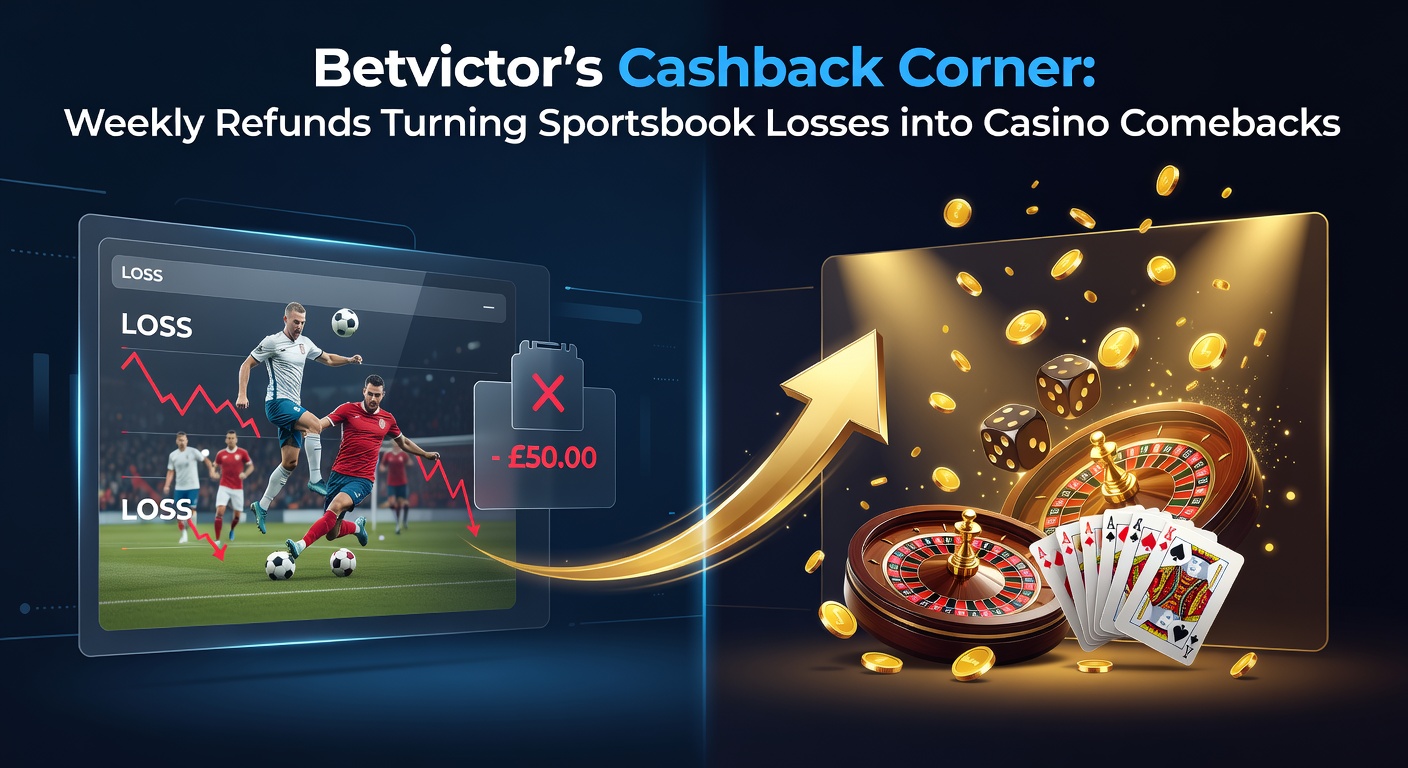 Screenshot of a punter's Betvictor account displaying weekly cashback credit from sports losses applied to casino games