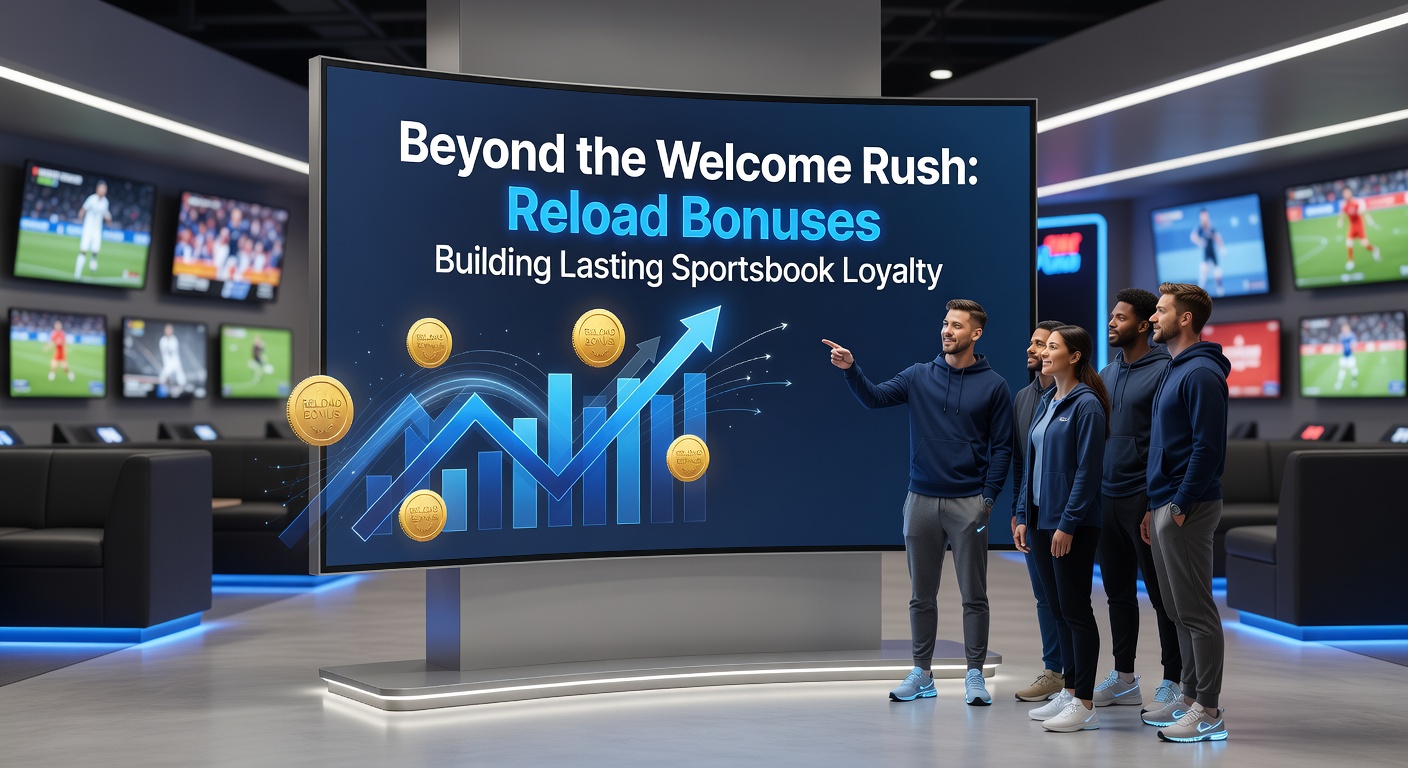 Sportsbook app displaying a reload bonus offer on a mobile screen, highlighting deposit match incentives for loyal users