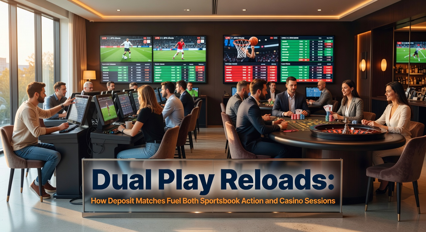 Vibrant digital display showing a split-screen of sportsbook odds alongside casino slots, highlighting seamless bonus transitions