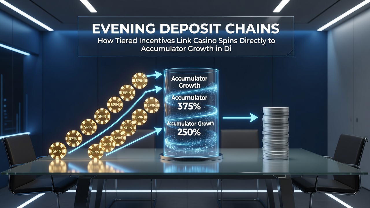 Flow diagram illustrating how casino spins convert into accumulator growth via tiered evening deposits on digital platforms