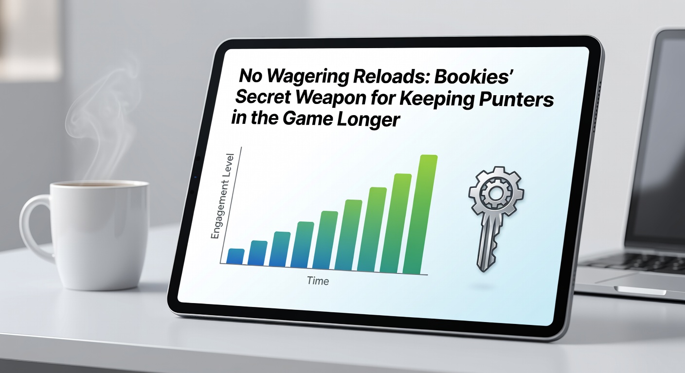 Illustration of a betting dashboard displaying a no-wagering reload bonus activation, with extended session timeline graph in the background