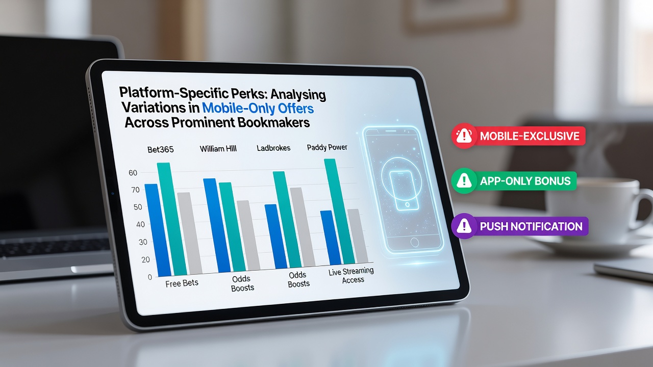 Comparison charts showing mobile versus desktop betting offer uptake rates across regions