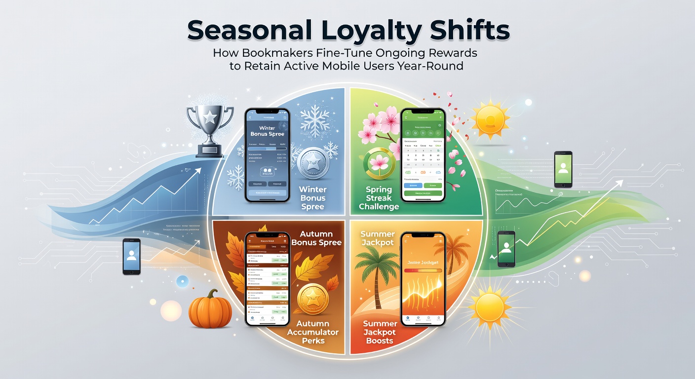Bookmaker interface showing seasonal loyalty rewards on a mobile app during different times of the year