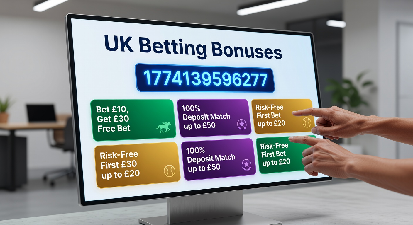 Vibrant display of UK betting apps showcasing bonus promotions on mobile screens during a football match
